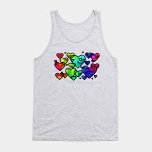 Hearts rainbow black Tank Top